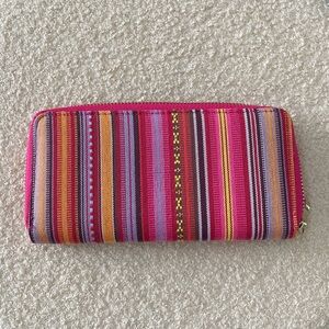Multi coloured zippered wallet